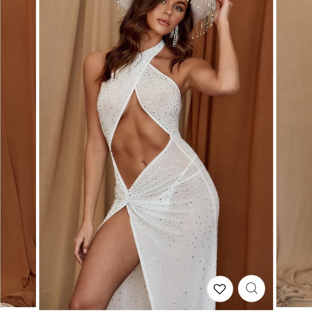 NWT CHER WHITE RHINESTONE MAXI DRESS